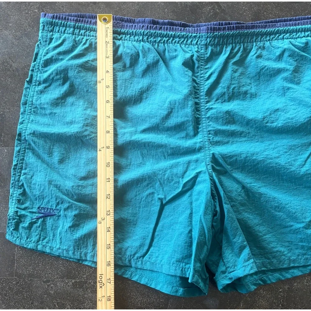 Vintage Speedo 1996 Atlanta Olympics Swim Trunks USA Flag Teal Mens XL Lined - Picture 8 of 9
